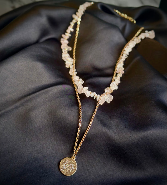 Double Chain with Blush Crystal
